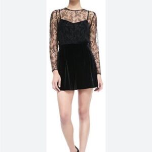 Ali Ro Long Sleeve Velvet Jumpsuit with Lace Bodice